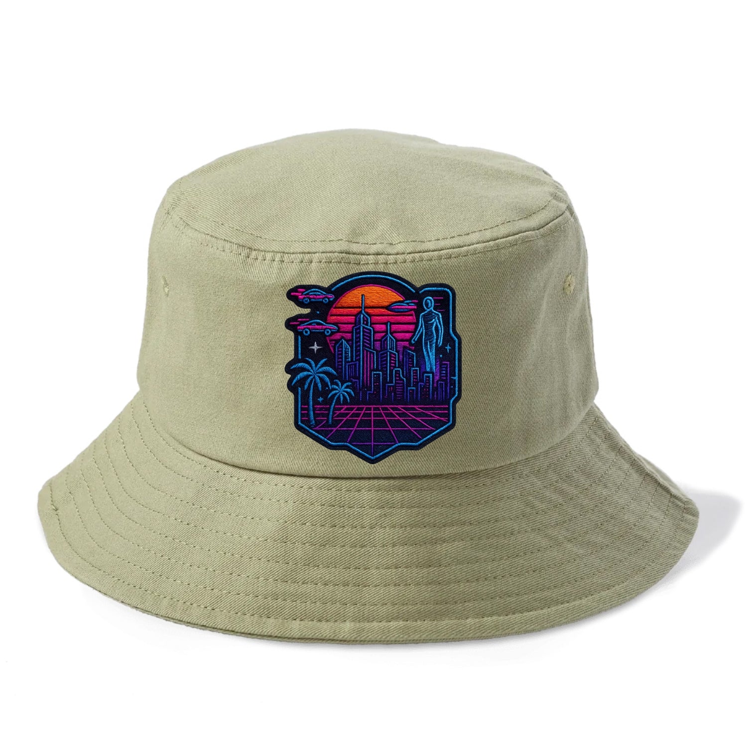 Cyberpunk City - Bucket Hat - Army Green