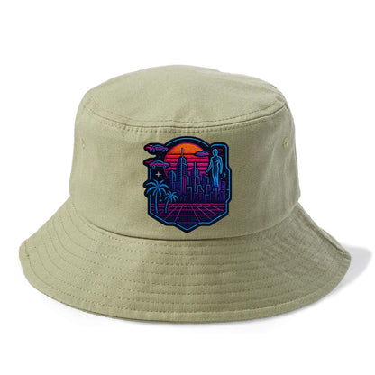 Cyberpunk City - Bucket Hat - Army Green