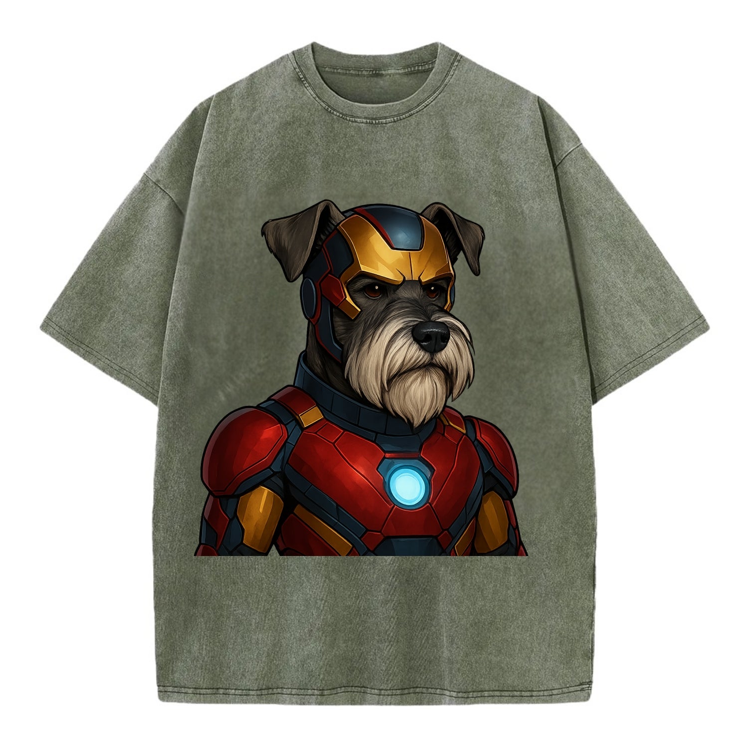 Schnauzer Tech Hero  - Vintage T-shirt - Army Green