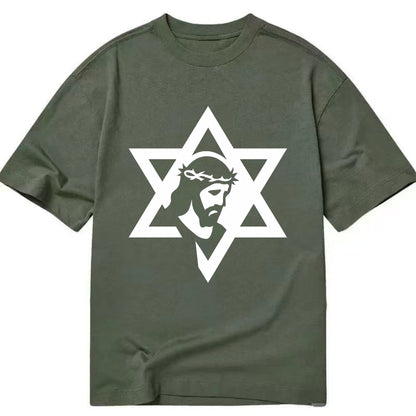 Star of David - negative space forms two overlapping triangles with hidden meaning - Classic T-shirt - Army Green