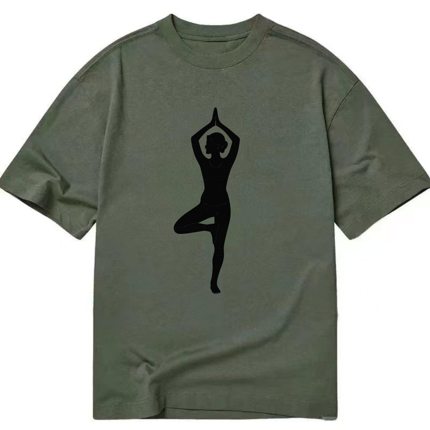 Yogi in tree pose silhouette - Classic T-shirt - Army Green