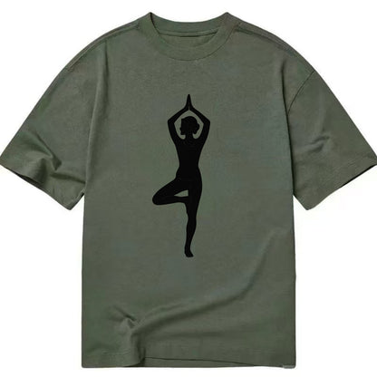 Yogi in tree pose silhouette - Classic T-shirt - Army Green