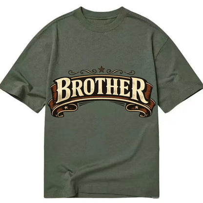 Bold typography design - "BROTHER" - male bond, brotherhood - Classic T-shirt - Army Green