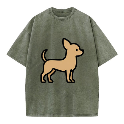 Chihuahua - Tan smooth coat flat side profile - Vintage T-shirt - Army Green