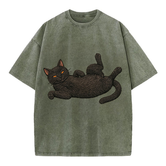Bombay  fully relaxed sprawled out embro Vintage T-shirt - Army Green