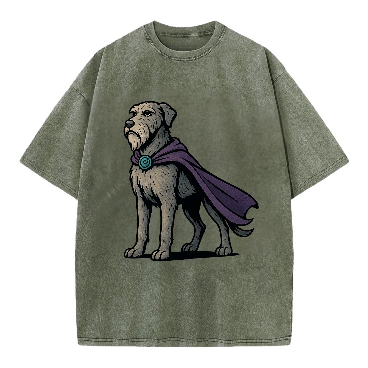 Irish Wolfhound Mystic Hero  - Vintage T-shirt - Army Green