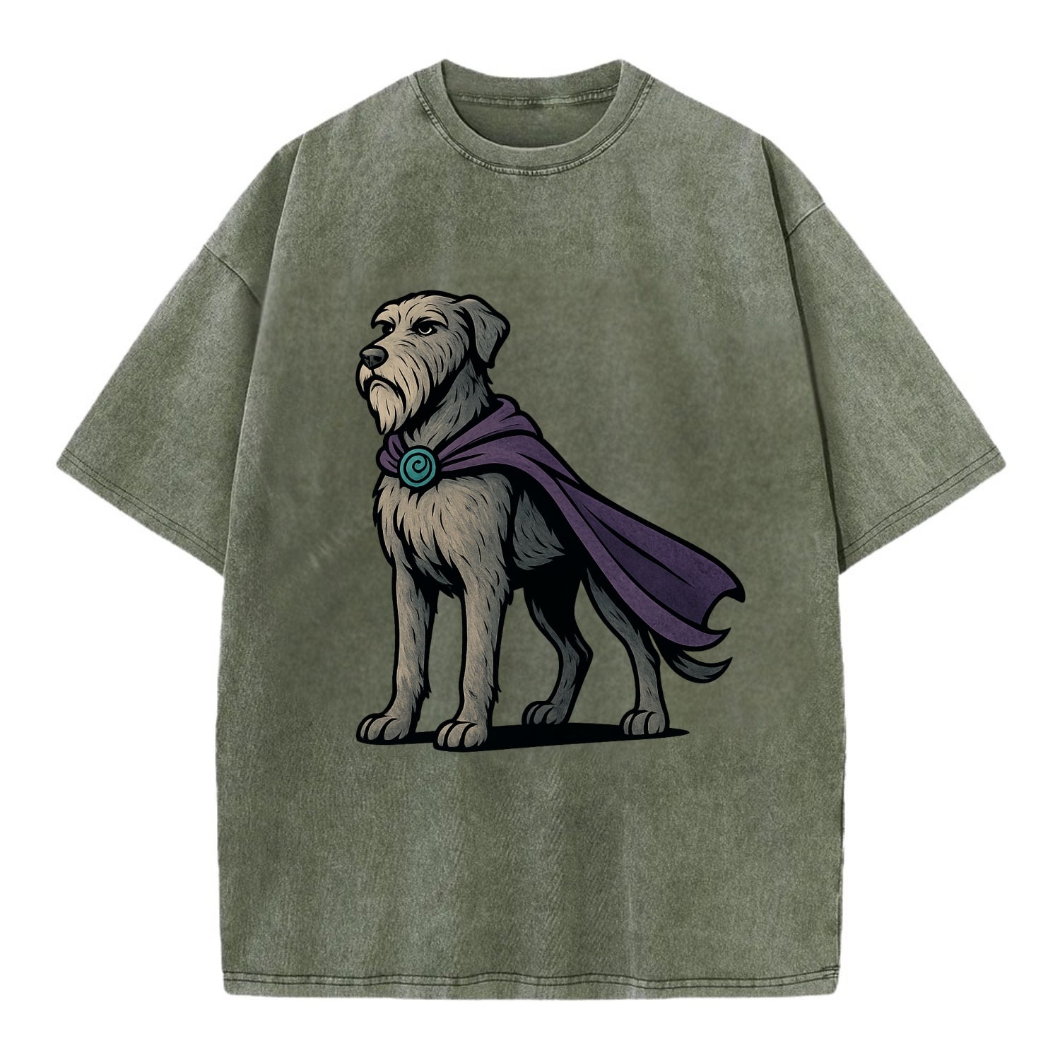 Irish Wolfhound Mystic Hero  - Vintage T-shirt - Army Green