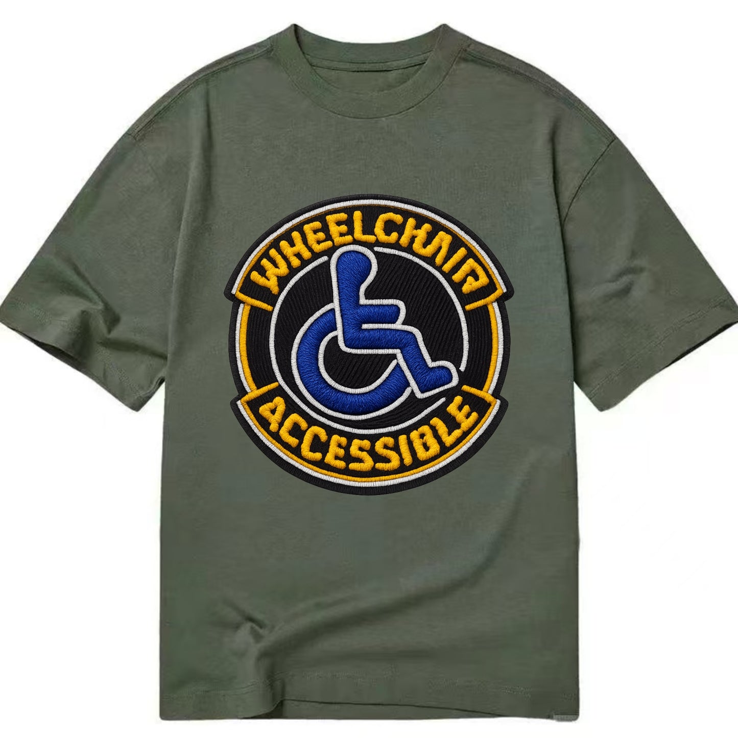 WHEELCHAIR ACCESSIBLE - accessibility symbol in blue , inclusion - Classic T-shirt - Army Green