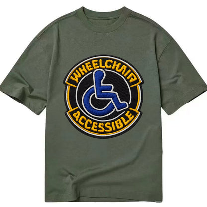 WHEELCHAIR ACCESSIBLE - accessibility symbol in blue , inclusion - Classic T-shirt - Army Green