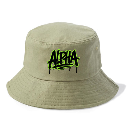 Bold typography design - "ALPHA" - leader of the pack - Bucket Hat - Army Green