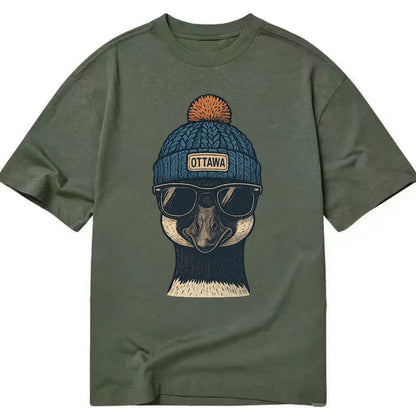 Ottawa Canadian Goose wearing Ottawa bea - Classic T-shirt - Army Green