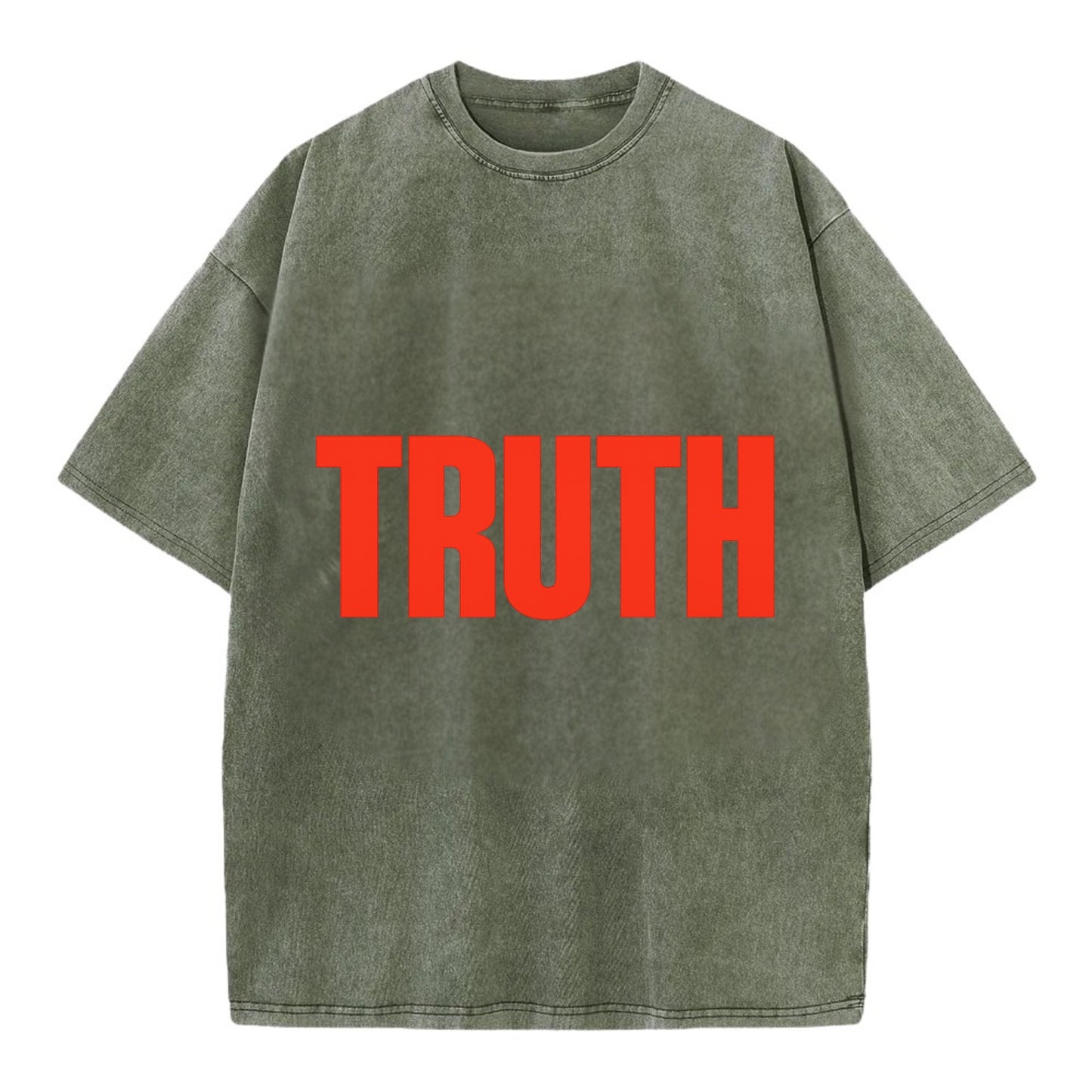 Bold typography design - "TRUTH" - honesty, reality - Vintage T-shirt - Army Green