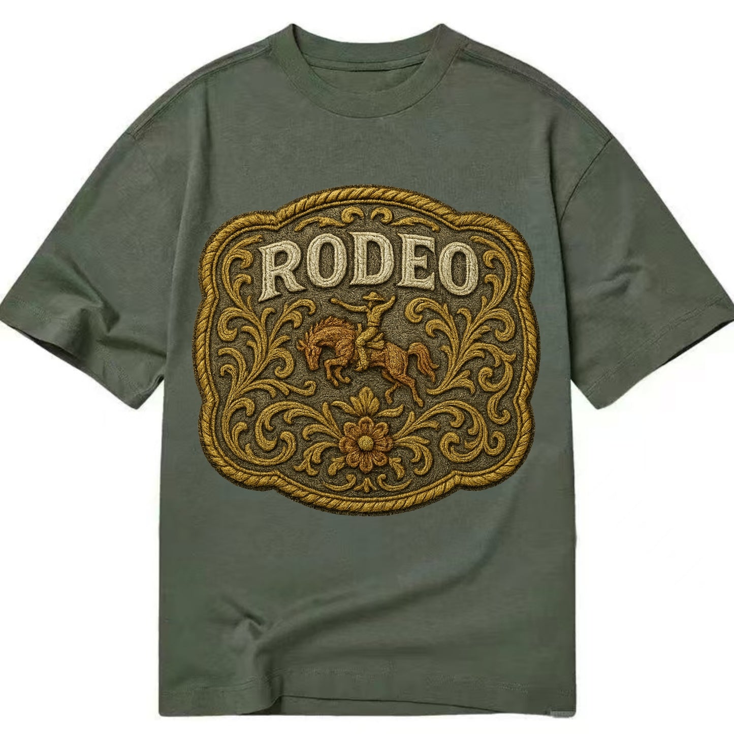 Rodeo Buckle  - Classic T-shirt - Army Green