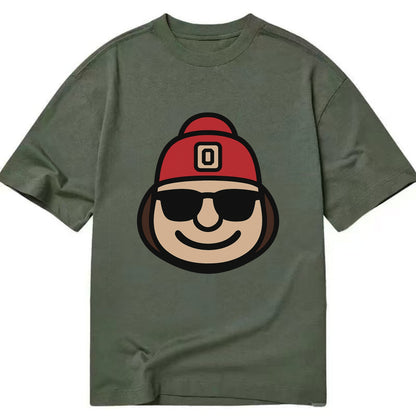 Columbus Brutus wearing Ohio State beanie with Block O patch - Classic T-shirt - Army Green