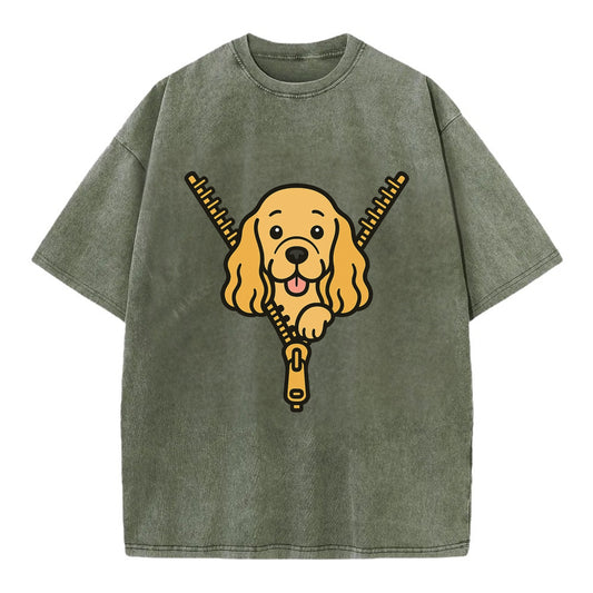 Cocker Spaniel - Vintage T-shirt - Army Green