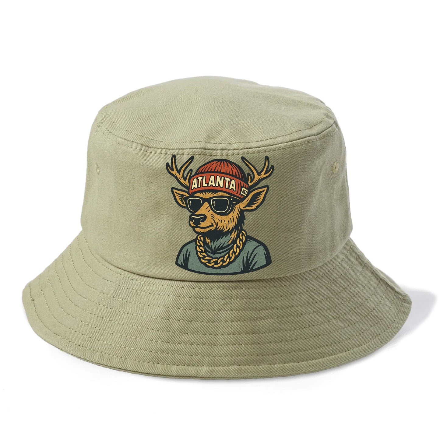 "deer" "atlanta" "atl" "red" "us South" - Bucket Hat - Army Green