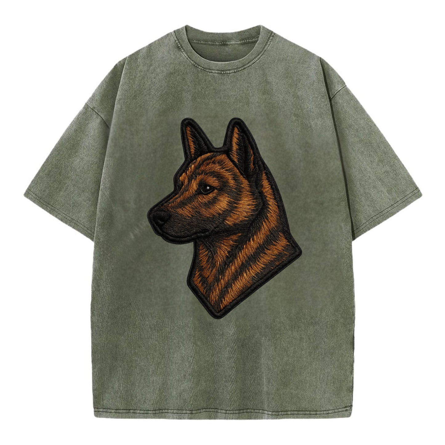 Kai Ken - Modern tiger dog logo with bol - Vintage T-shirt - Army Green