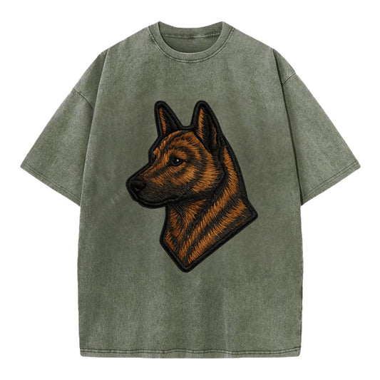 Kai Ken - Modern tiger dog logo with bol - Vintage T-shirt - Army Green