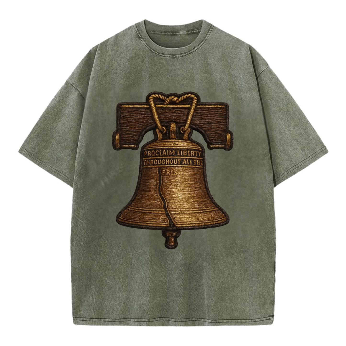 Liberty Bell  - Vintage T-shirt - Army Green