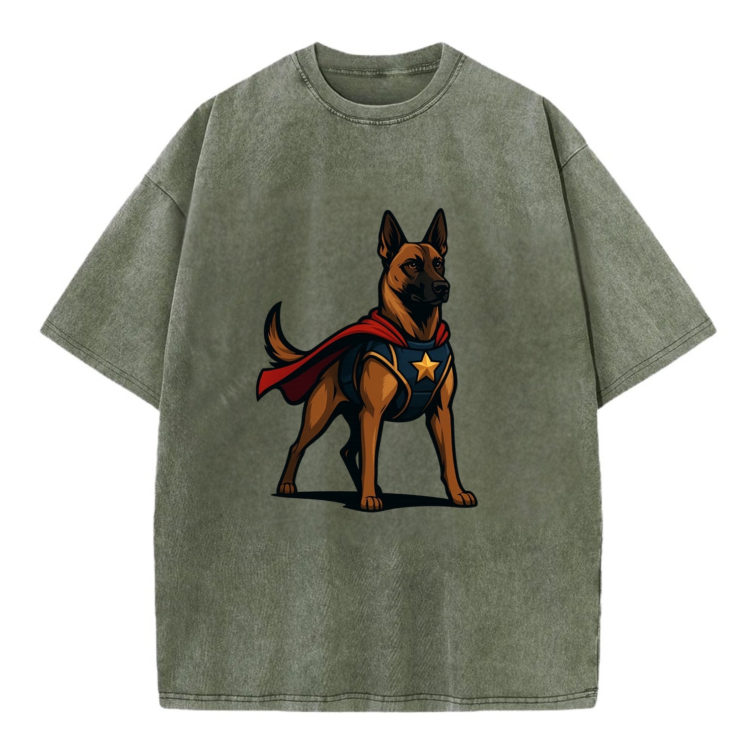 Belgian Malinois Guardian Hero  - Vintage T-shirt - Army Green