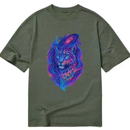 Majestic snow leopard with rainbow gradient spots, crystalline flowing patterns, - Classic T-shirt - Army Green