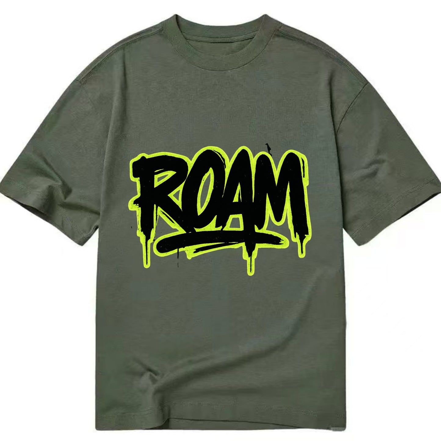 Bold typography design - "ROAM" - wander freely, no destination needed - Classic T-shirt - Army Green