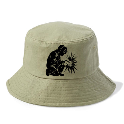 Welder sparks flying dramatically - Bucket Hat - Army Green