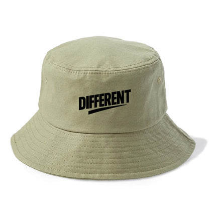 Bold typography design - "DIFFERENT" - standing out, not following crowd - Bucket Hat - Army Green