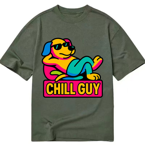 Super relaxed dog character lounging unbothered - Chill Guy meme energy, laid - Classic T-shirt