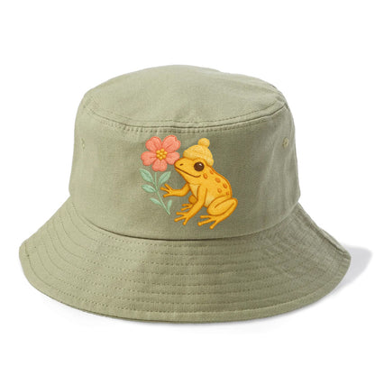 Yellow Dart Frog - Bucket Hat - Army Green