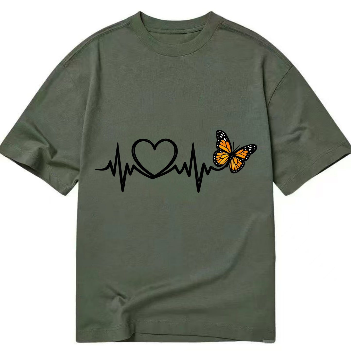 Heartbeat Butterfly - Classic T-shirt - Army Green