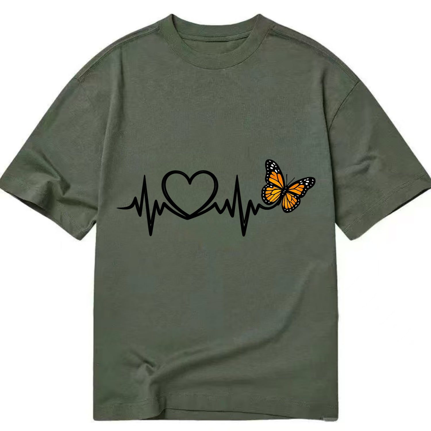 Heartbeat Butterfly - Classic T-shirt - Army Green