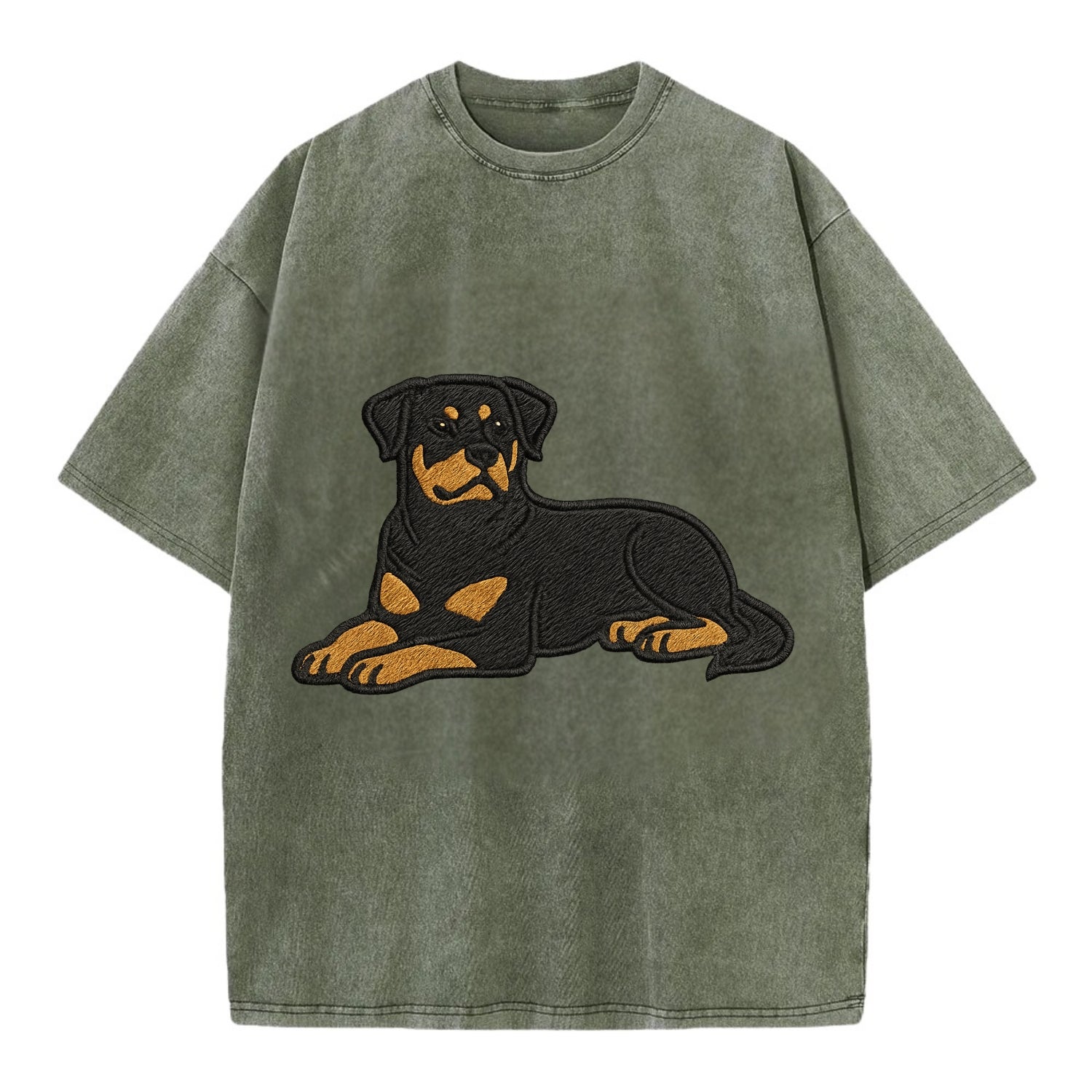 Rottweiler - Black and tan relaxed lying Vintage T-shirt - Army Green