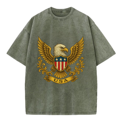 Usa Heritage Eagle Baseball Cap 2 - Vintage T-shirt - Army Green