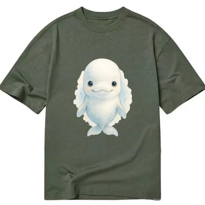 Baby Beluga Whale - pure white, rounded forehead, small eyes with big - Classic T-shirt - Army Green