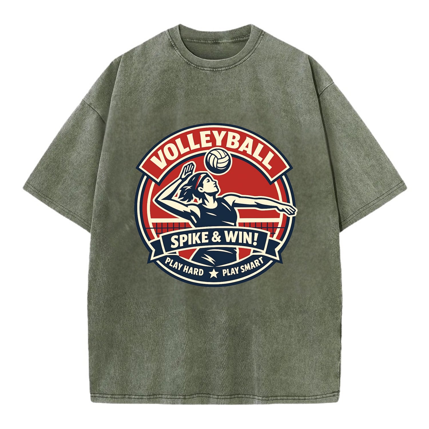 Dynamic Spike Emblem - Vintage T-shirt - Army Green