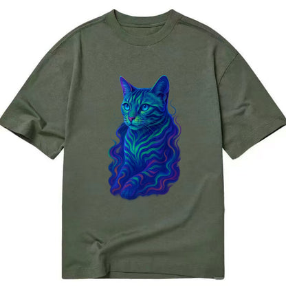 Exotic Bengal cat with aurora borealis colors flowing through its stripes, green - Classic T-shirt - Army Green