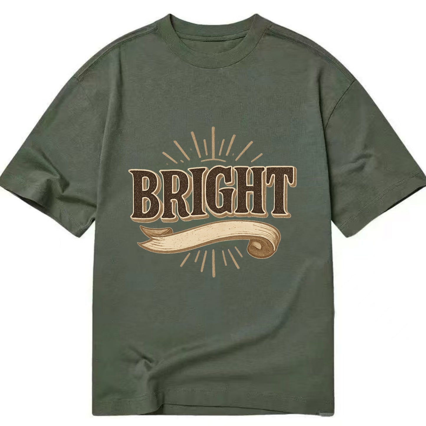 Bold typography design - "BRIGHT" - intelligent, shining - Classic T-shirt - Army Green