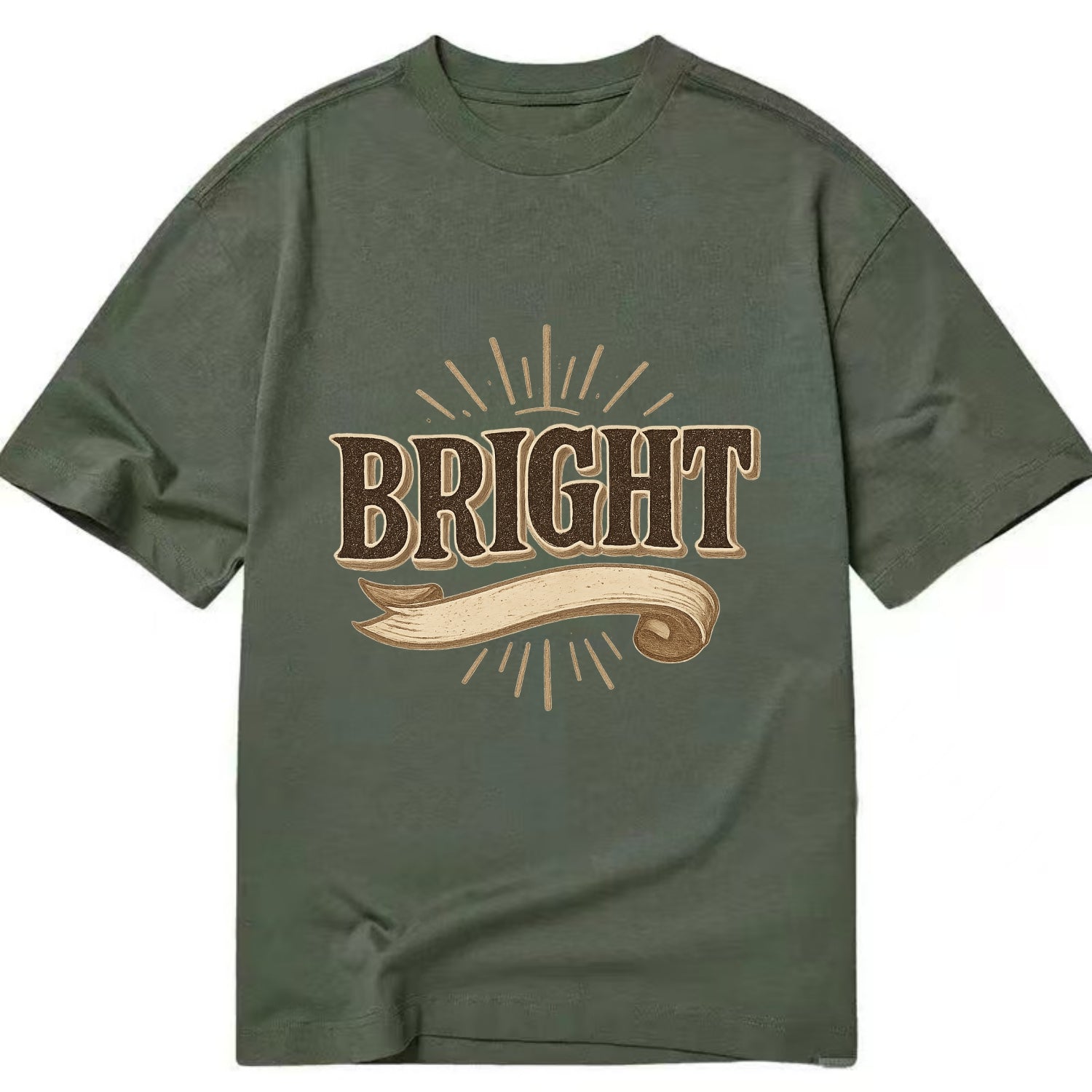 Bold typography design - "BRIGHT" - intelligent, shining - Classic T-shirt - Army Green