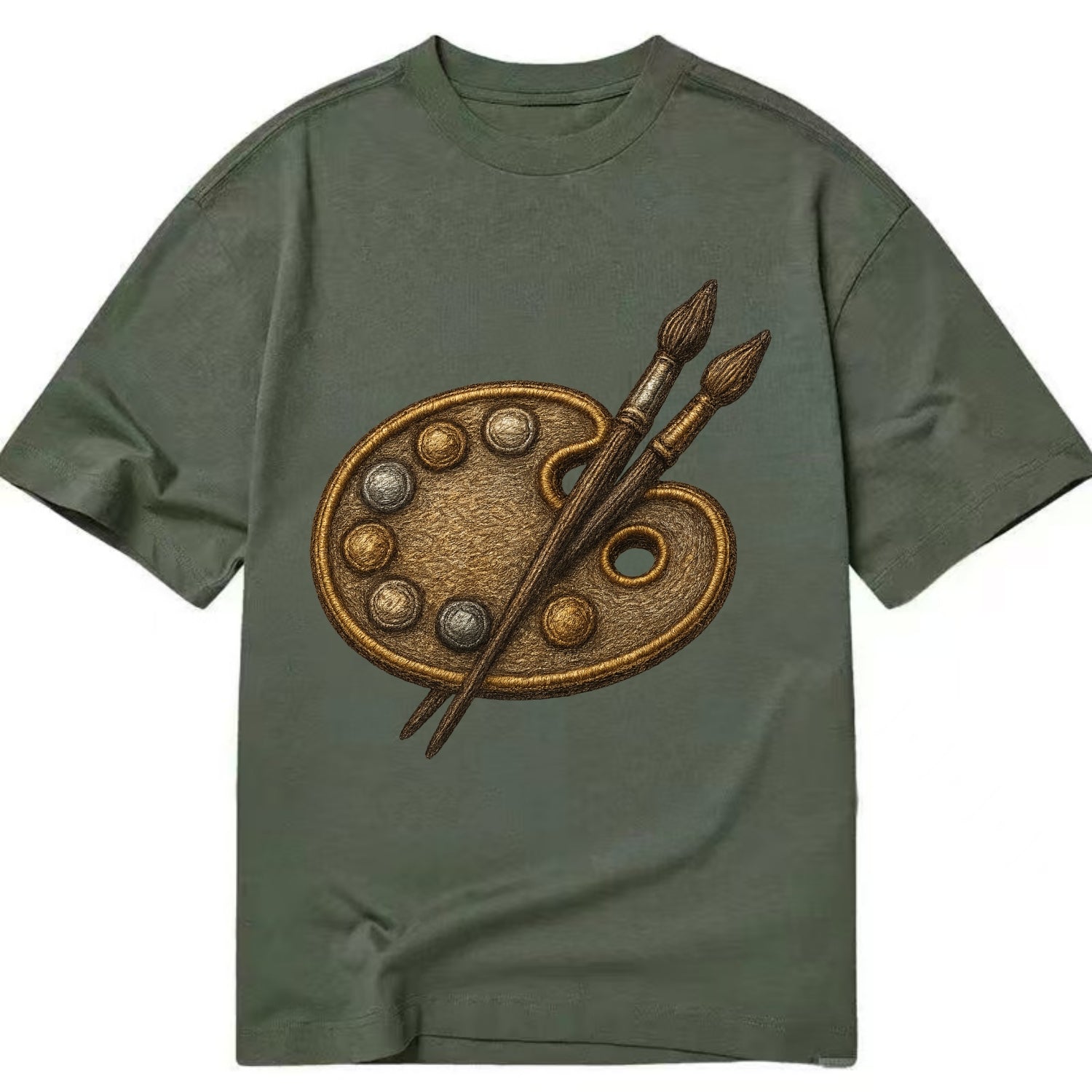 Artist palette with brushes - painter emblem - Classic T-shirt - Army Green