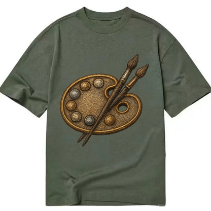 Artist palette with brushes - painter emblem - Classic T-shirt - Army Green
