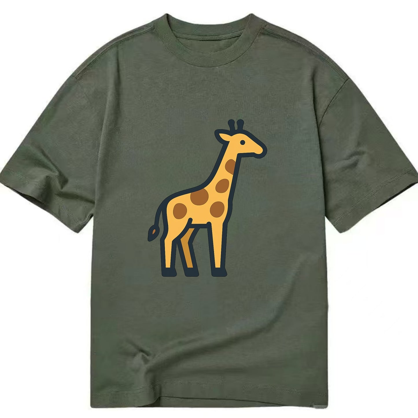 Giraffe - Yellow with brown patches flat side profile - Classic T-shirt - Army Green