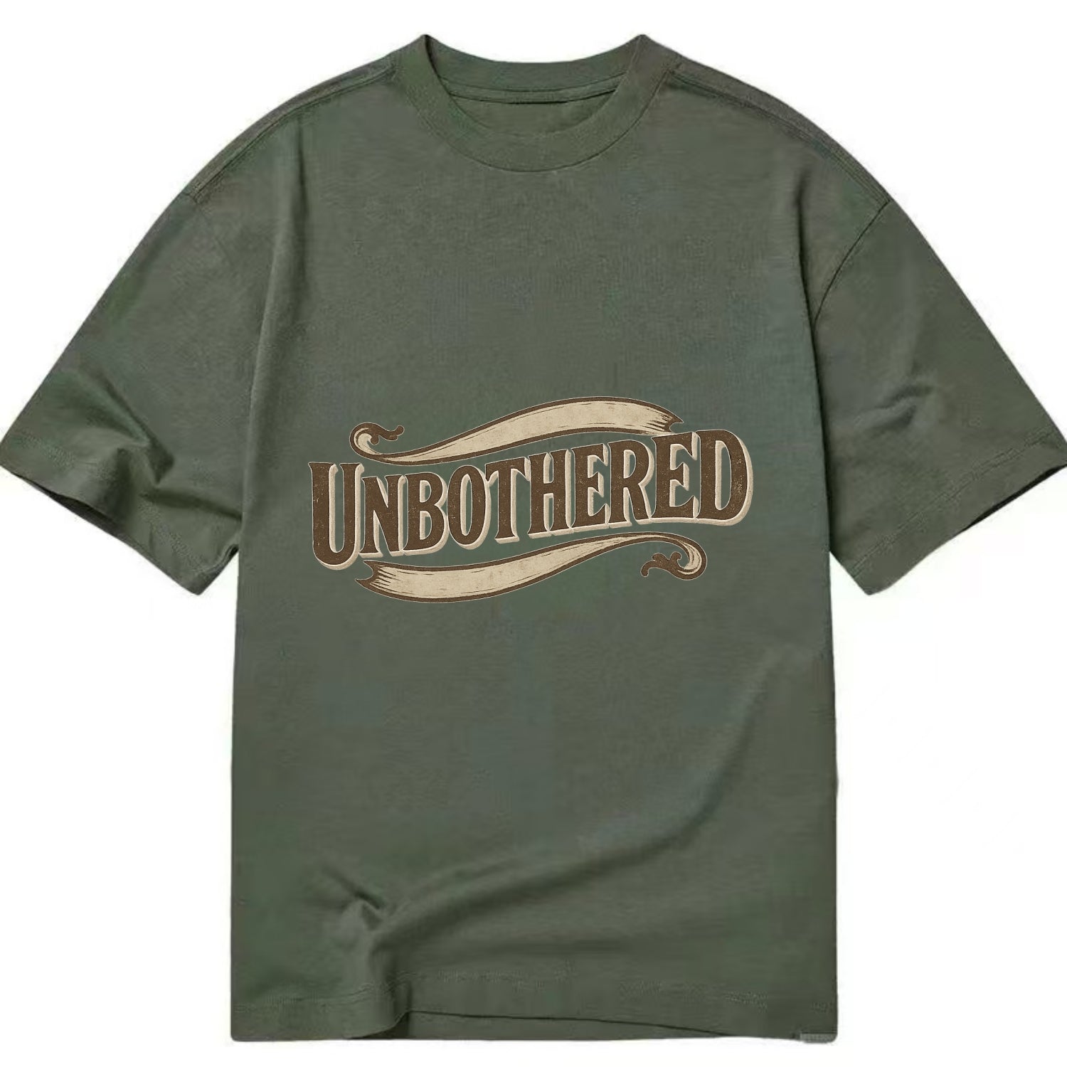 Bold typography design - "UNBOTHERED" - not affected, staying calm - Classic T-shirt - Army Green