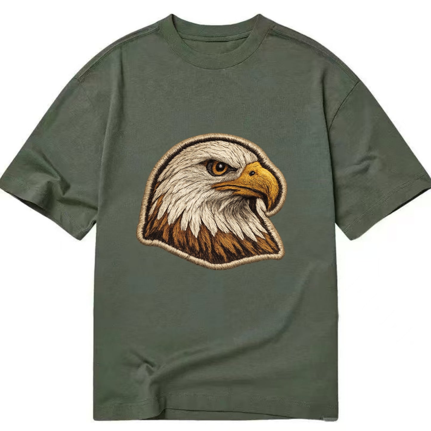 EAGLE HEAD PROFILE - majestic bald eagle in brown, white and gold , American pride - Classic T-shirt - Army Green