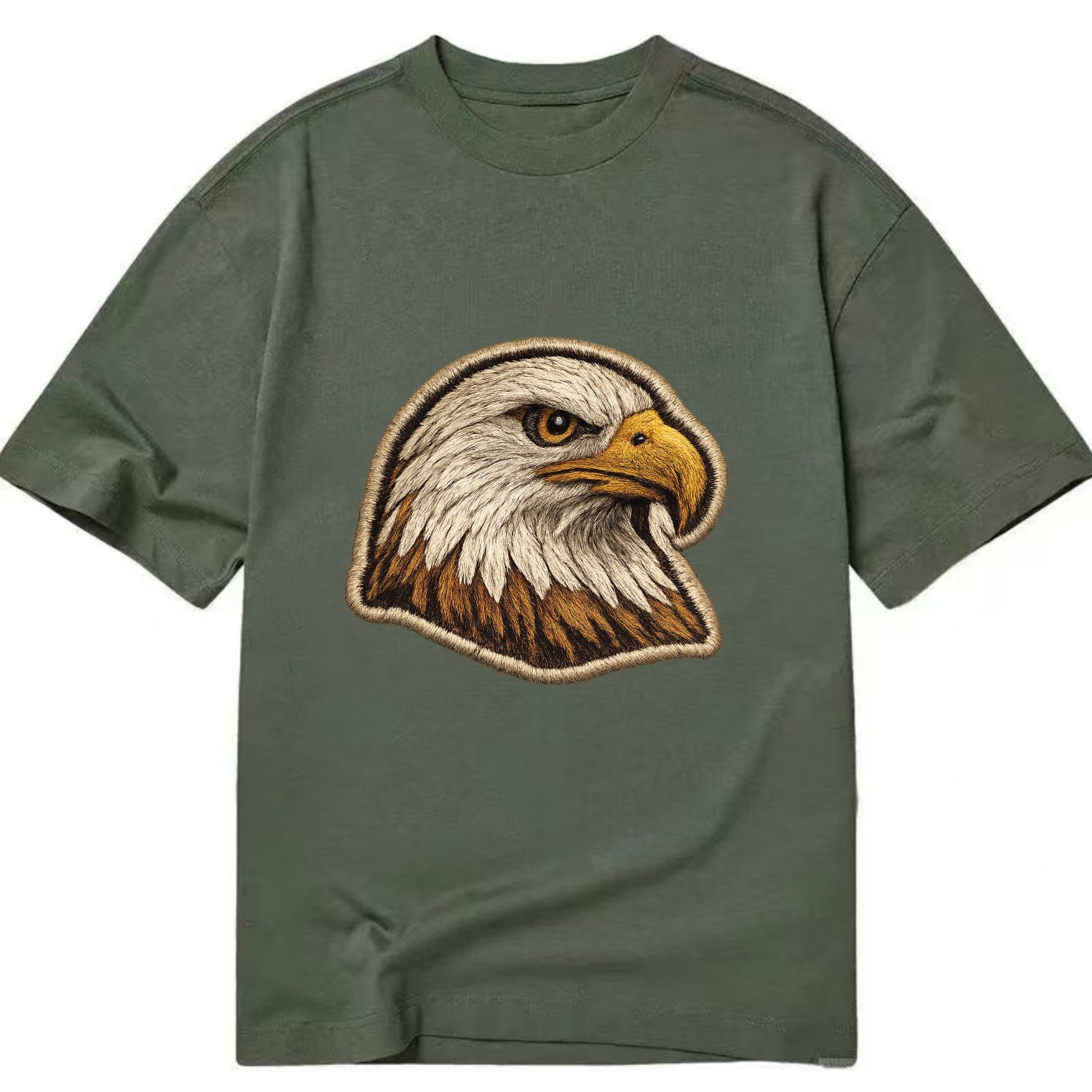 EAGLE HEAD PROFILE - majestic bald eagle in brown, white and gold , American pride - Classic T-shirt - Army Green