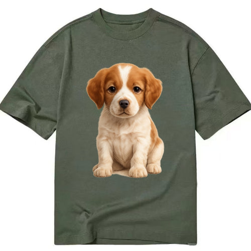 Baby Brittany Puppy - orange and white, compact, bright eyes, feathered, - Classic T-shirt