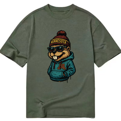 Minneapolis Gopher wearing Minnesota beanie with M patch - Classic T-shirt - Army Green