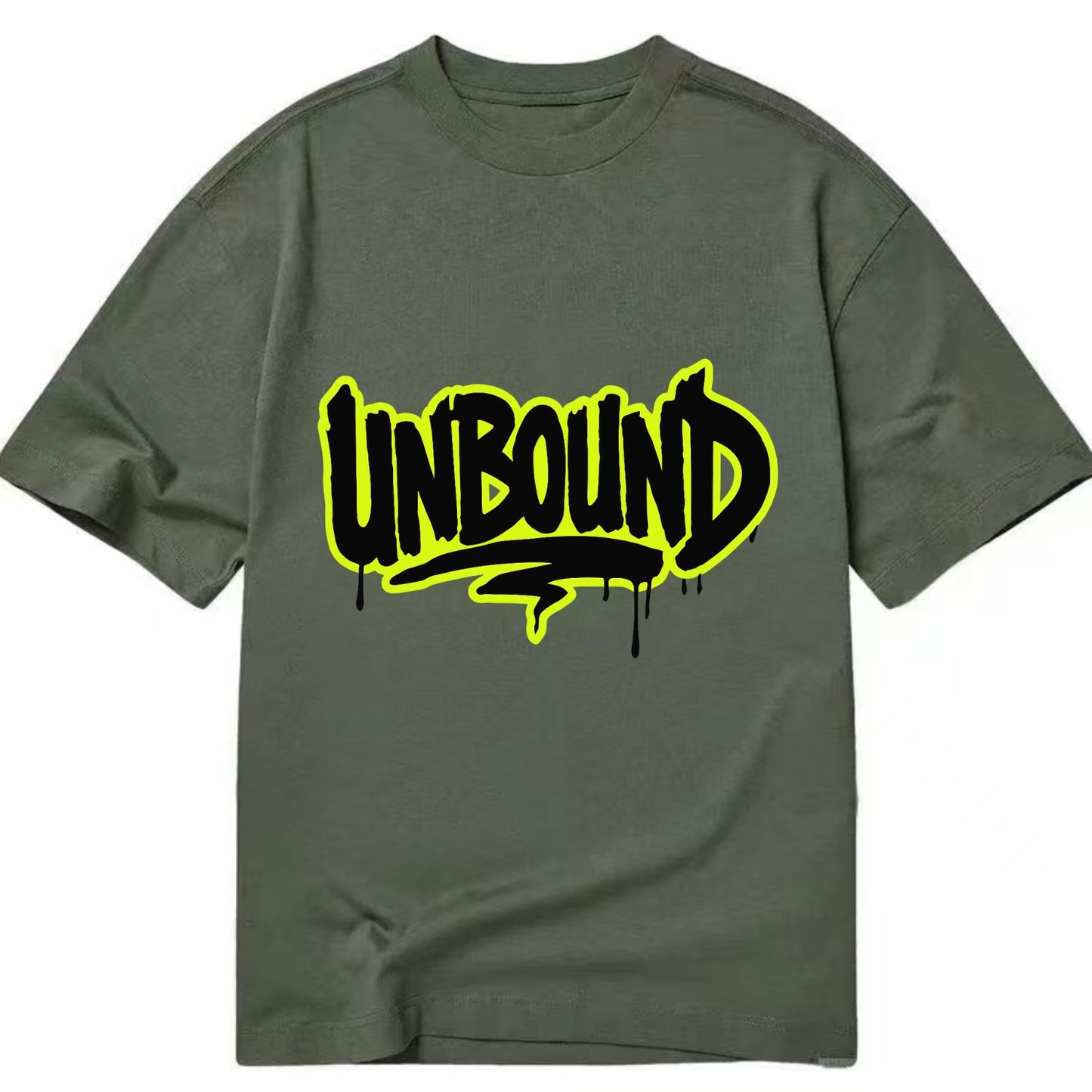 Bold typography design - "UNBOUND" - without limits, free from constraints - Classic T-shirt - Army Green