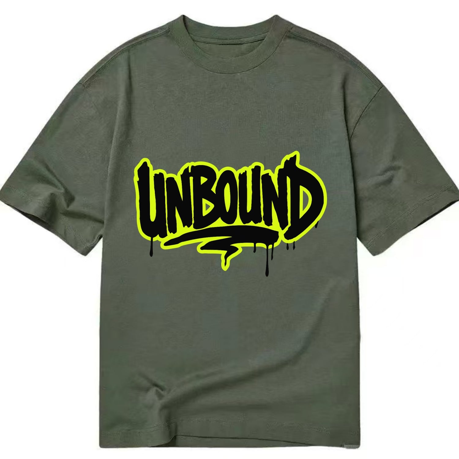 Bold typography design - "UNBOUND" - without limits, free from constraints - Classic T-shirt - Army Green