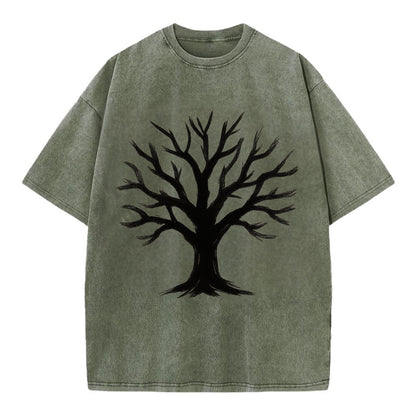 Tree with many branches - community strength ink art - Vintage T-shirt - Army Green
